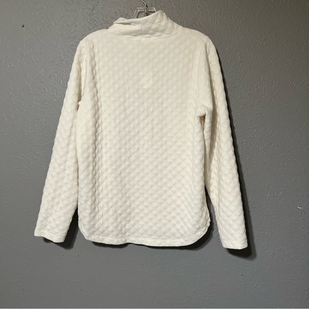 J.Crew Quilted Turtleneck Sweatshirt Ivory size Medium NWT Cozy Pullover - Picture 2 of 9